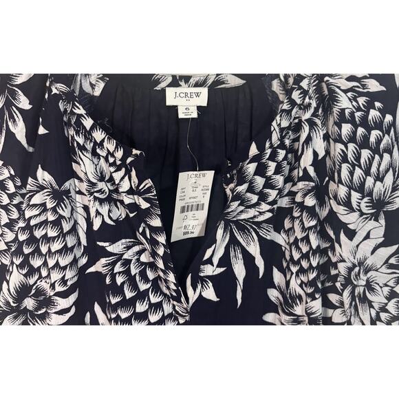 J. Crew Black White Cotton Sleeveless Pineapple Crinkle Dress Size 6 NWT - Picture 9 of 9